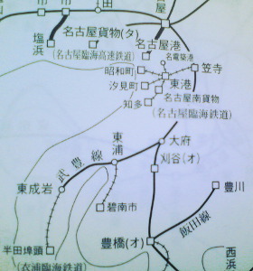 名古屋付近の路線図