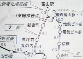富山駅付近の路線図