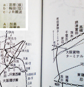梅田貨物線付近の路線図